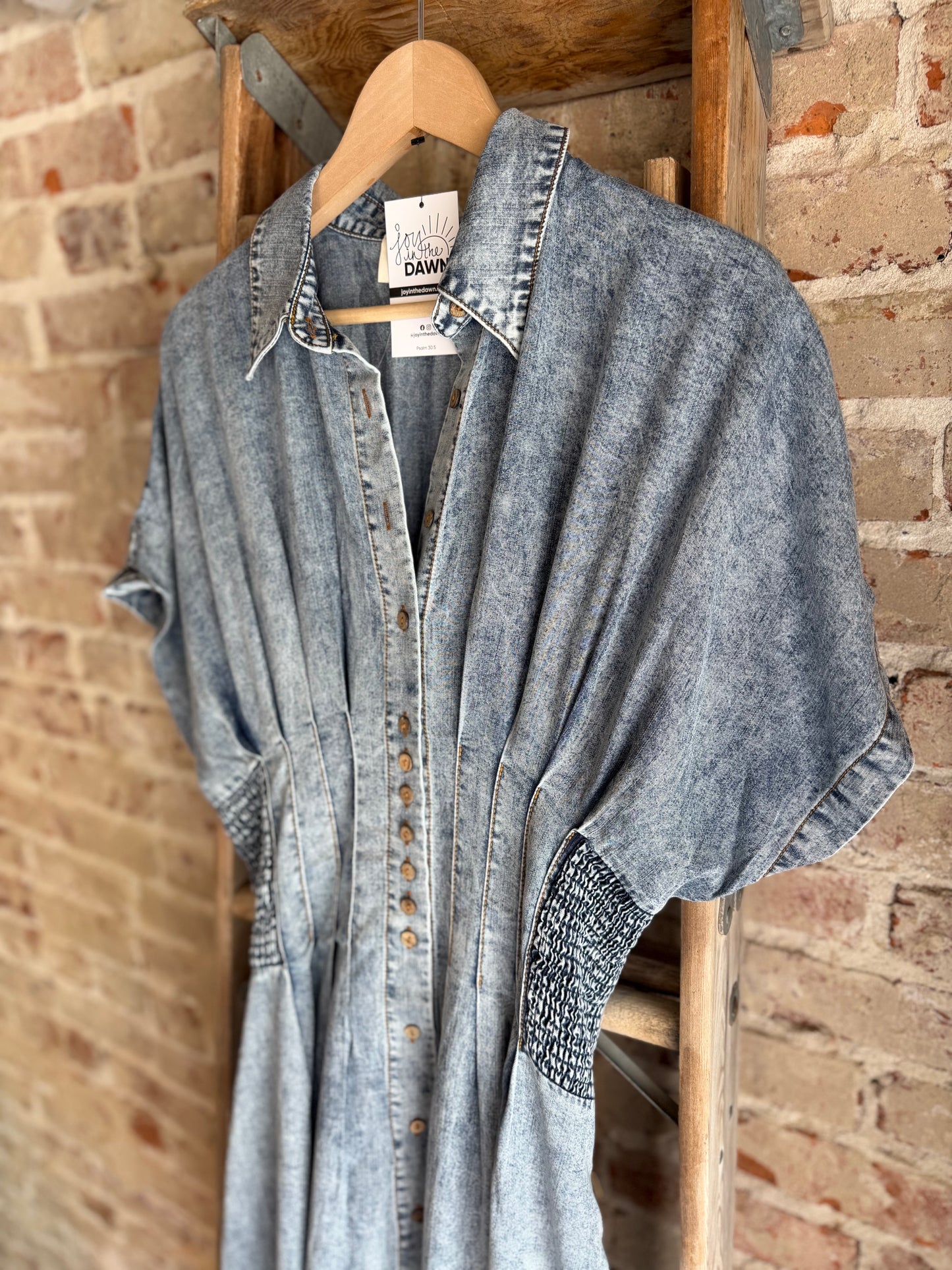 Smocked Tencel Dress w/ Pockets