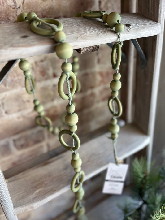 Paulownia Green Wooden Bead Garland