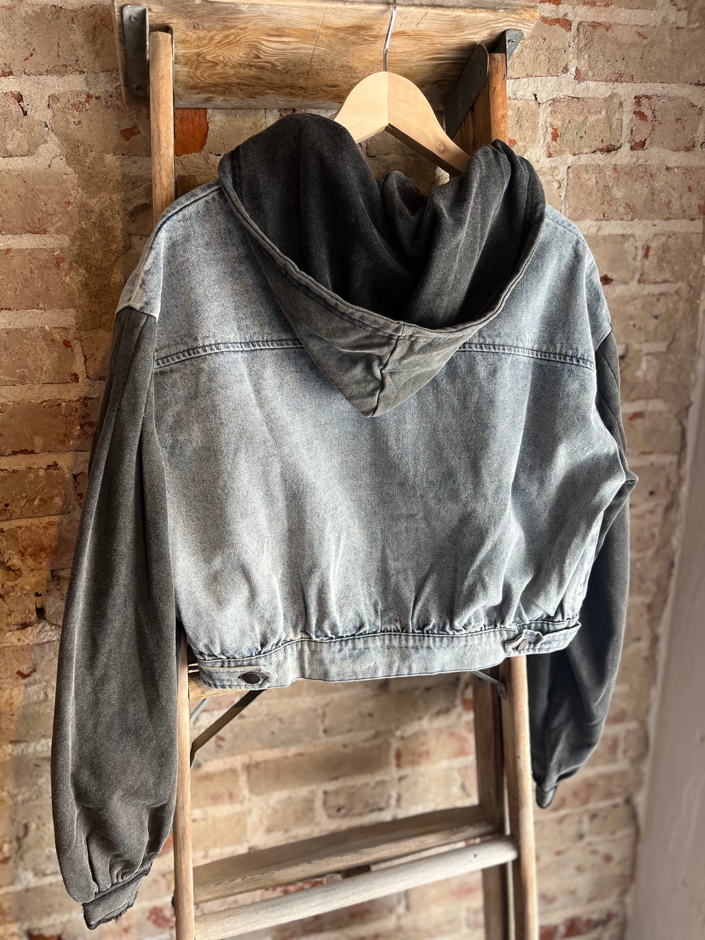 Crop Hooded Denim Jacket