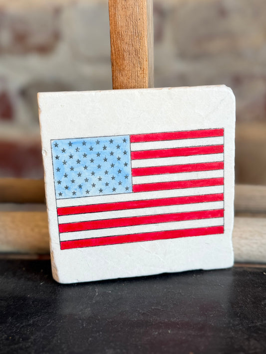 American Flag Marble Coaster
