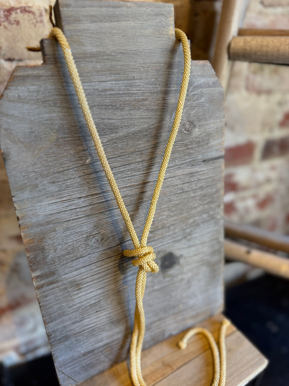 Gold Beaded Lariat Necklace