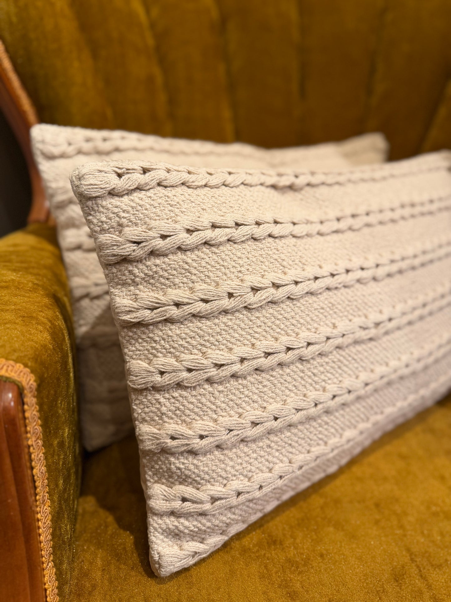Macrame Lumbar Pillow - Cream