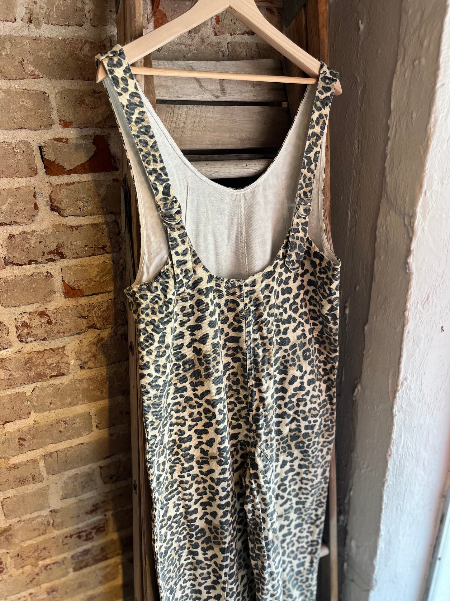 Leopard Print Oversized Overalls