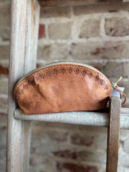 Floral Leather Travel Pouch