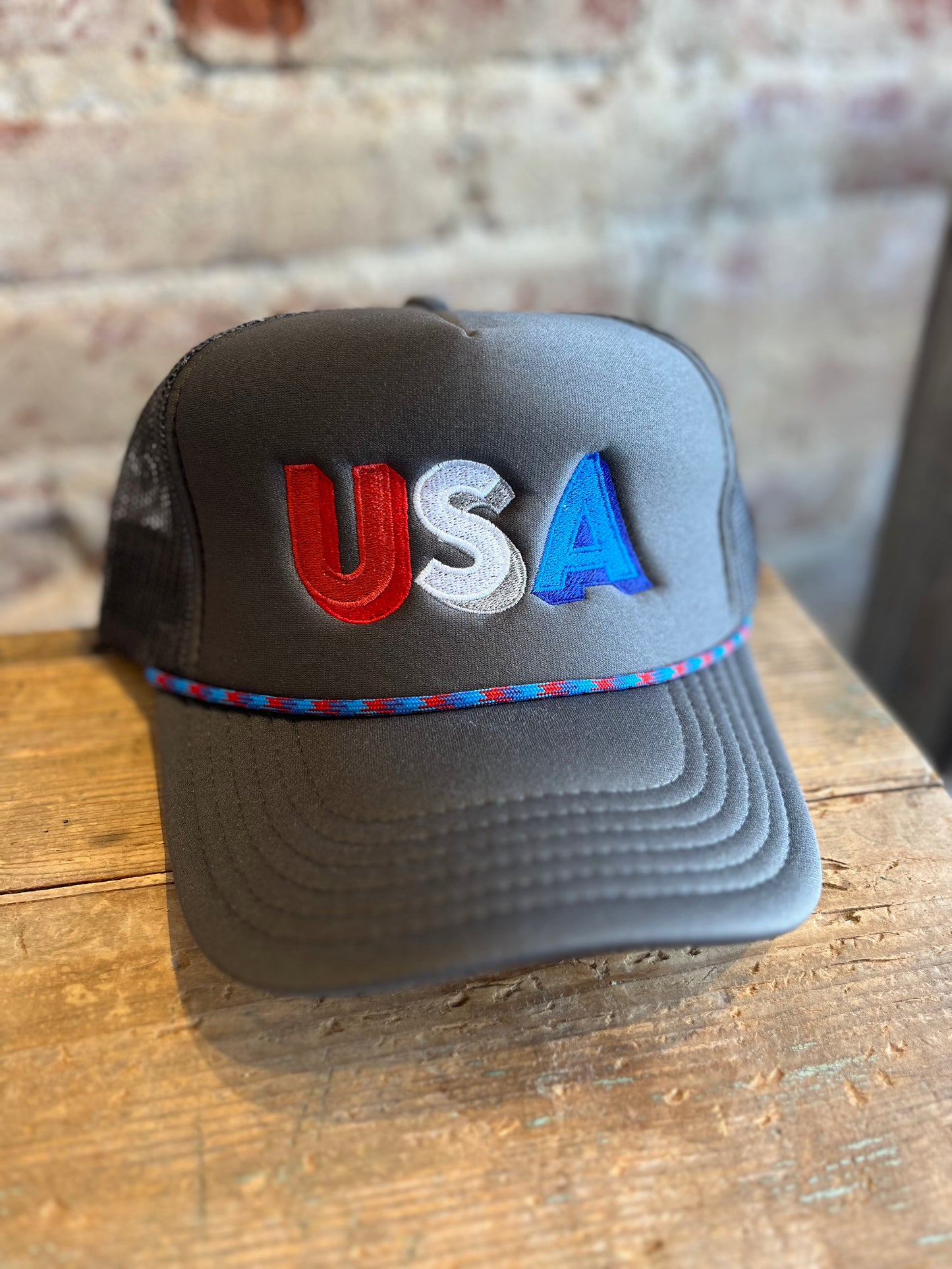 USA Color Block Foam Trucker Hat - Black