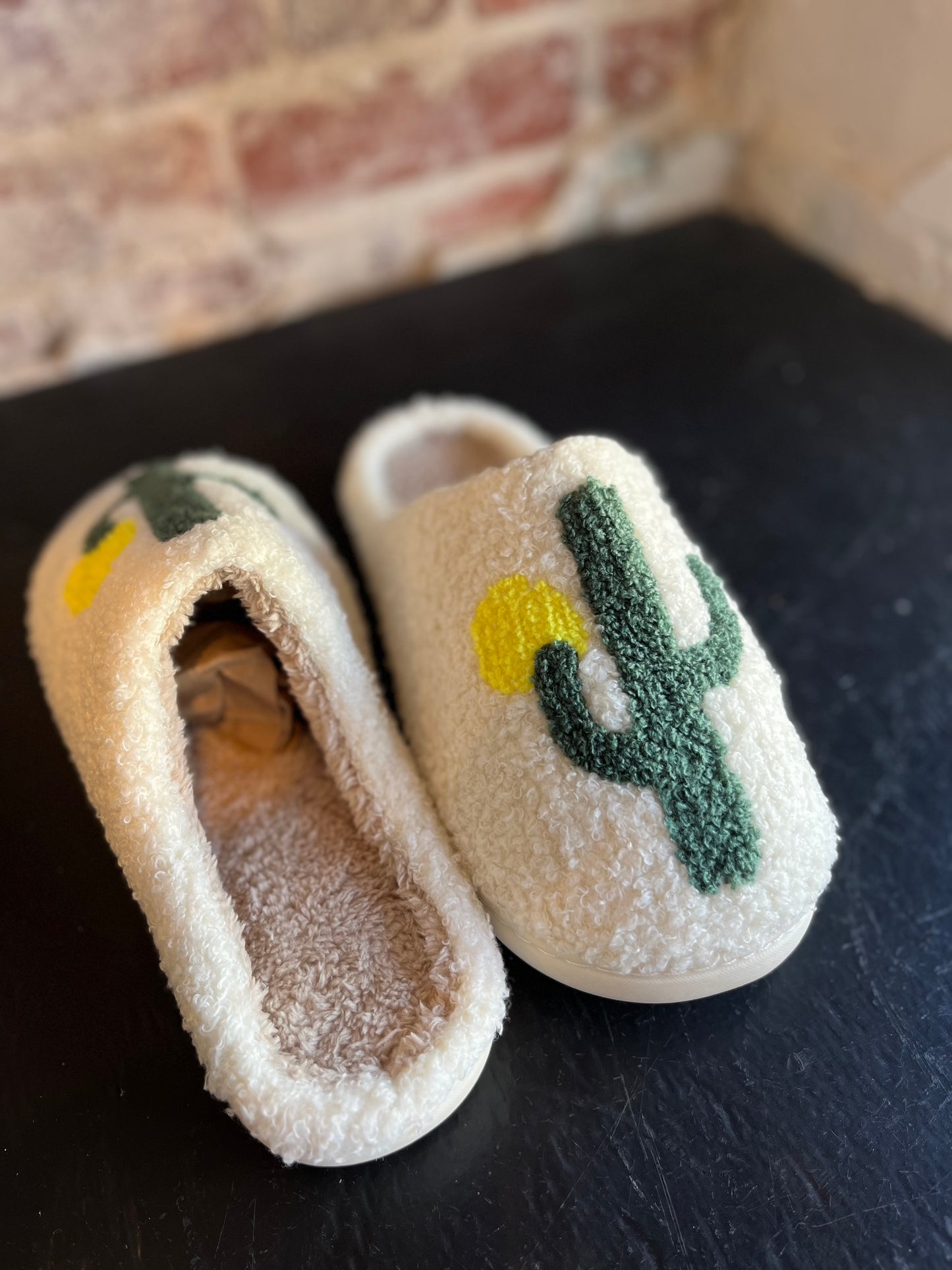 Cactus Print Cozy Warm Fluffy Slippers
