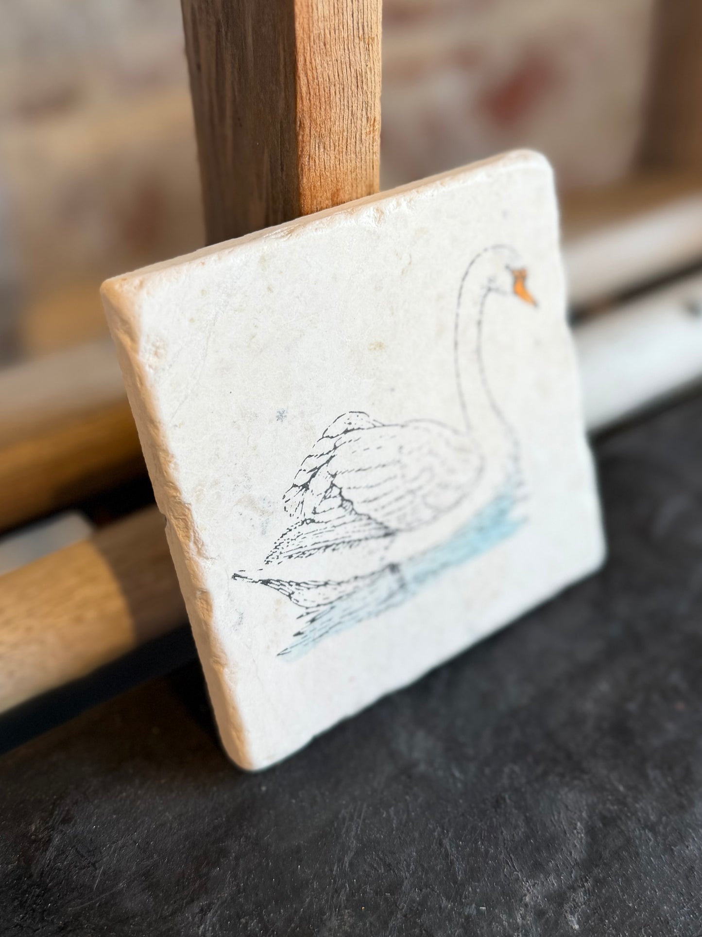Vintage Swan Marble Coaster