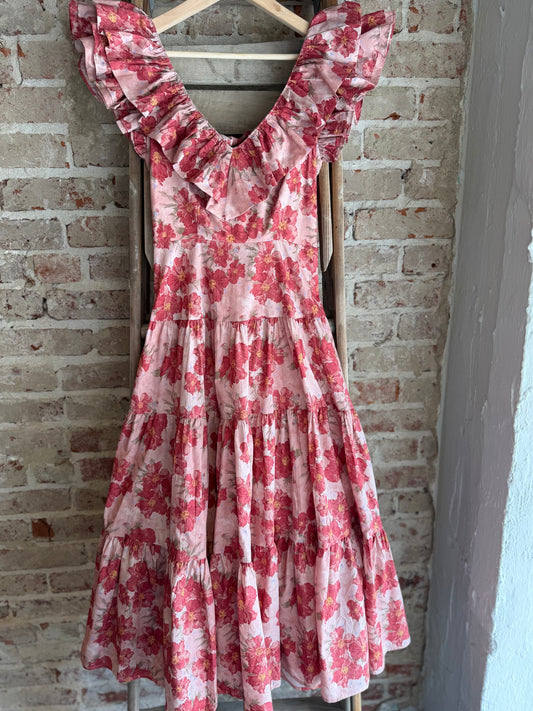 Floral Tie Back Ruffle Dress