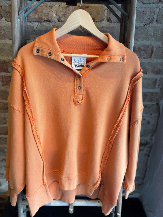 Vintage Washed Terry Pullover - Orange