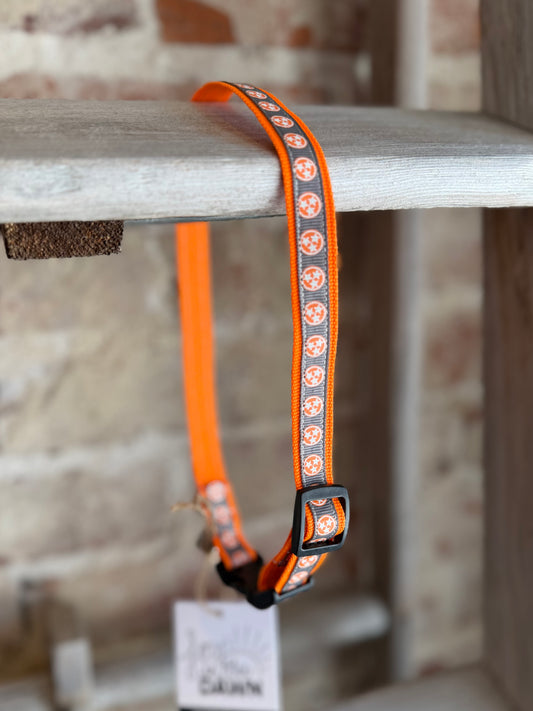 TriStar Narrow Pet Collar- Orange Trim