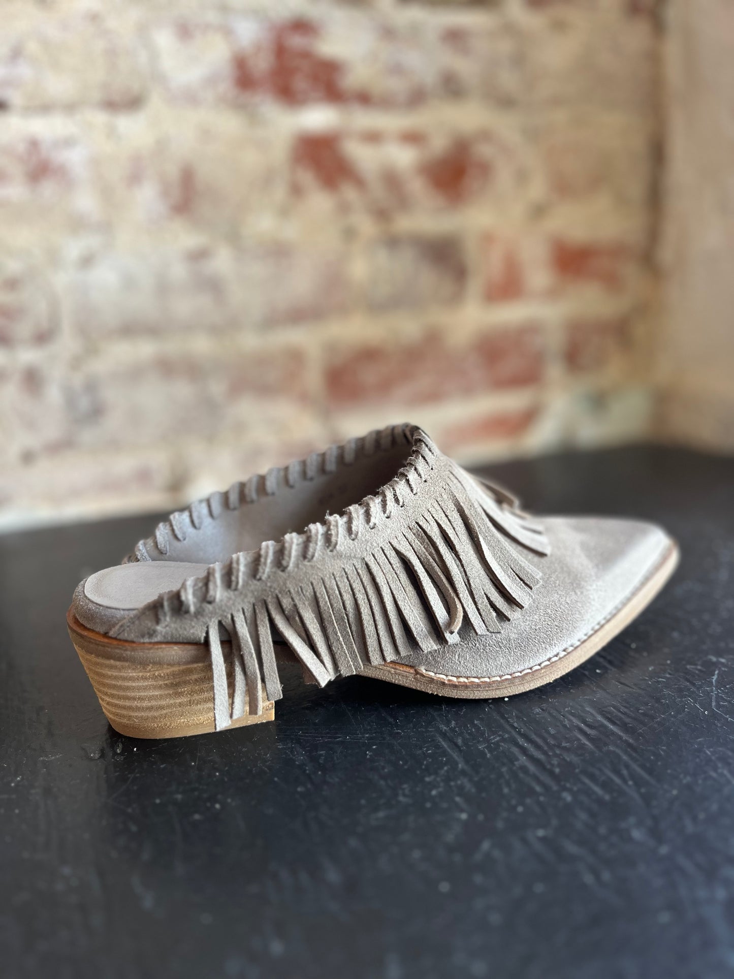 Western Suede Mules- Grey