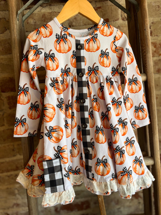 Pumpkin Button Dress - Infant/Toddler