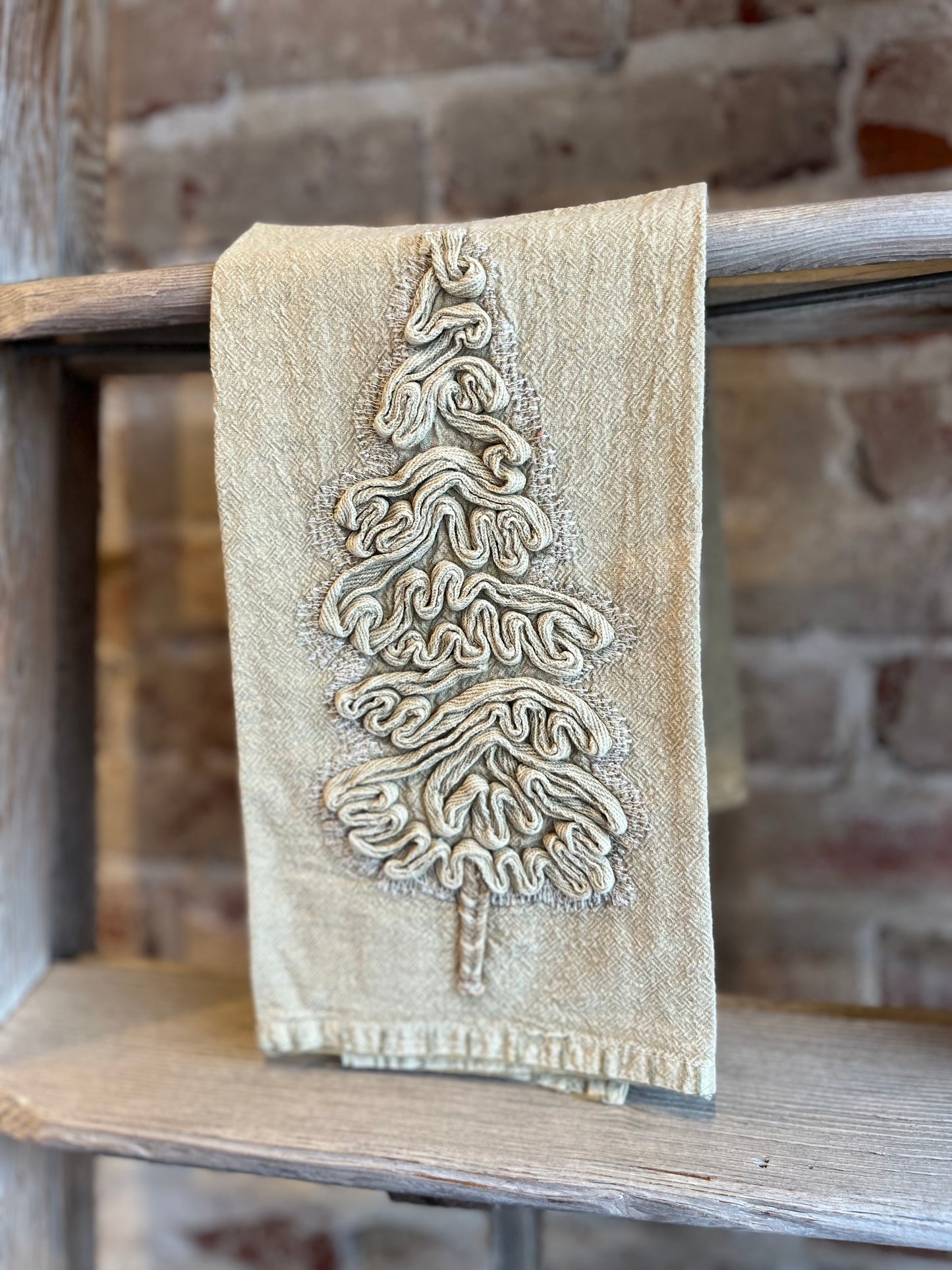 Christmas Tree Tea Towel - Tan
