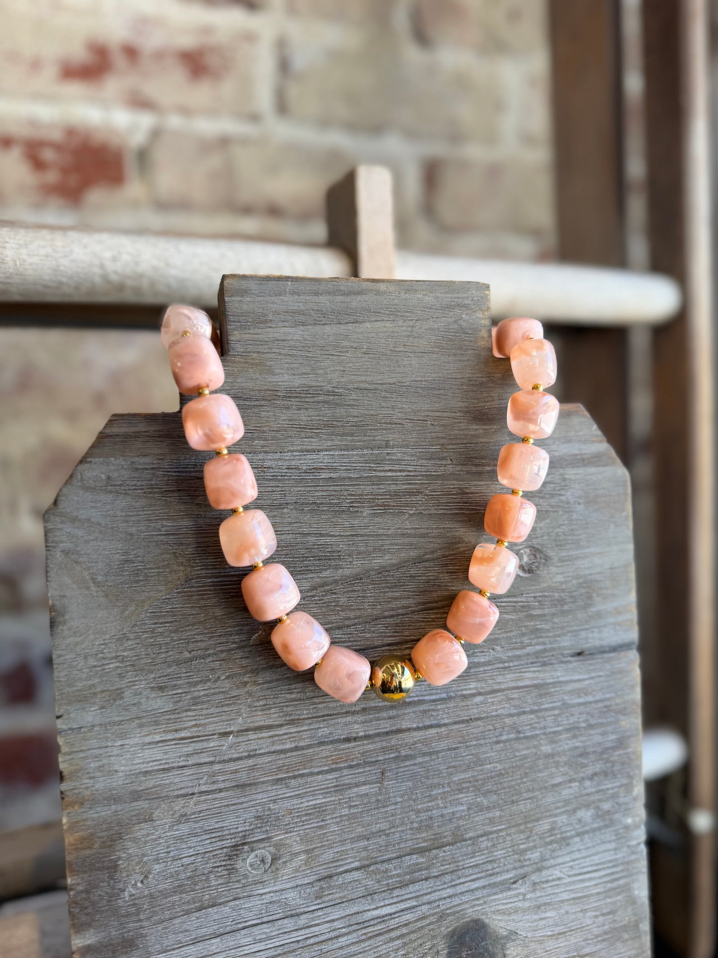 Blush Chunky Beaded Necklace