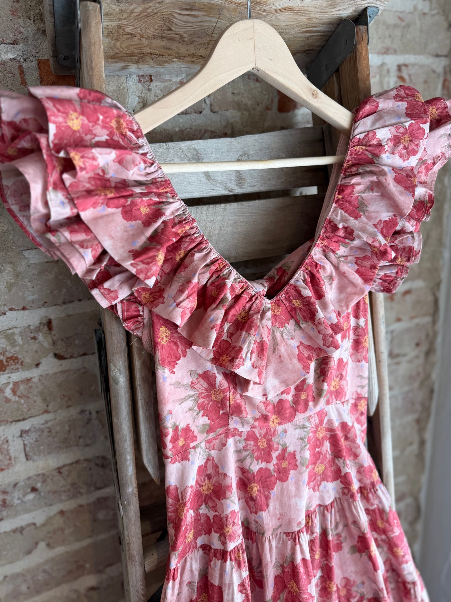 Floral Tie Back Ruffle Dress