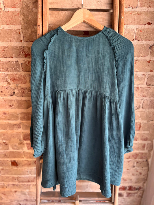 Muslin Tunic w/ Open Back- Teal