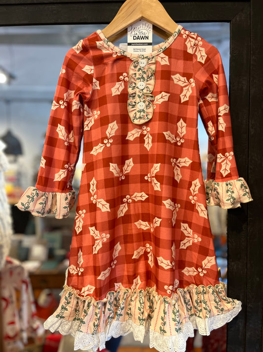 Red Holly Gown- Toddler/Youth