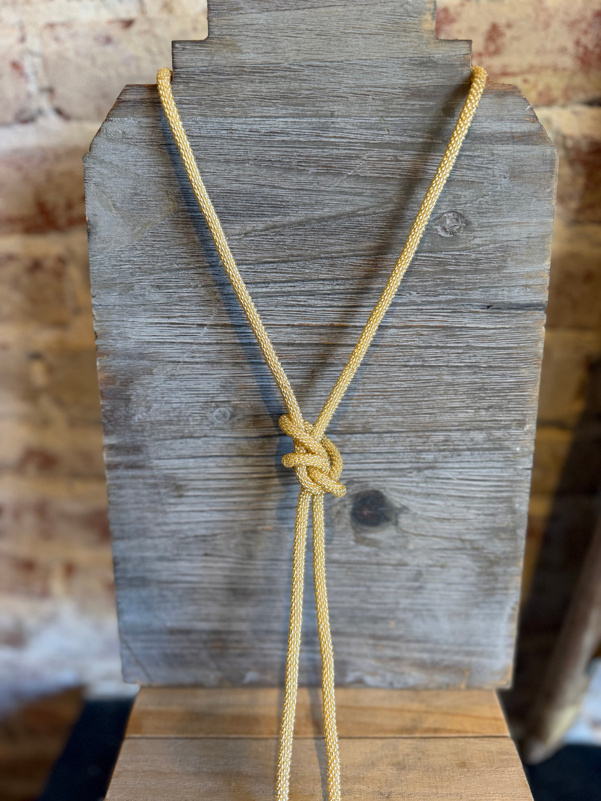 Gold Beaded Lariat Necklace