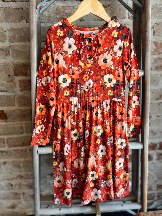 Auburn Floral Bamboo Dress - Infant/Toddler