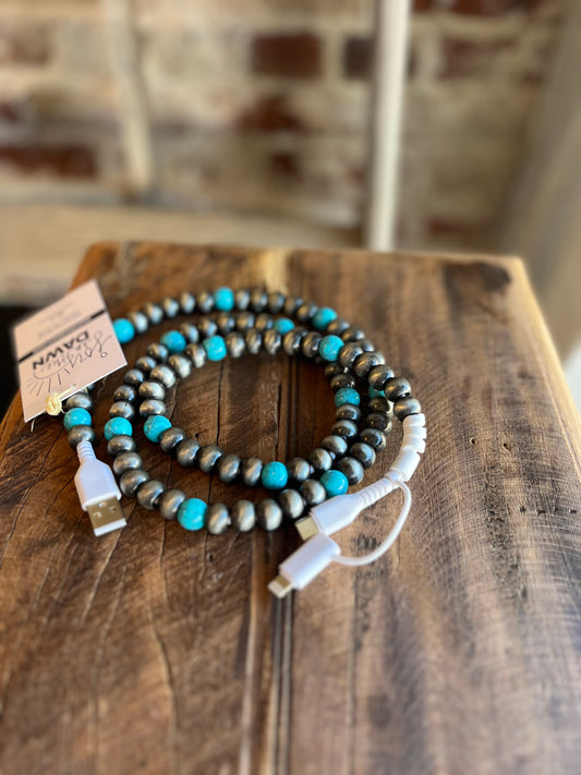 Western Turquoise Beaded Phone Charger