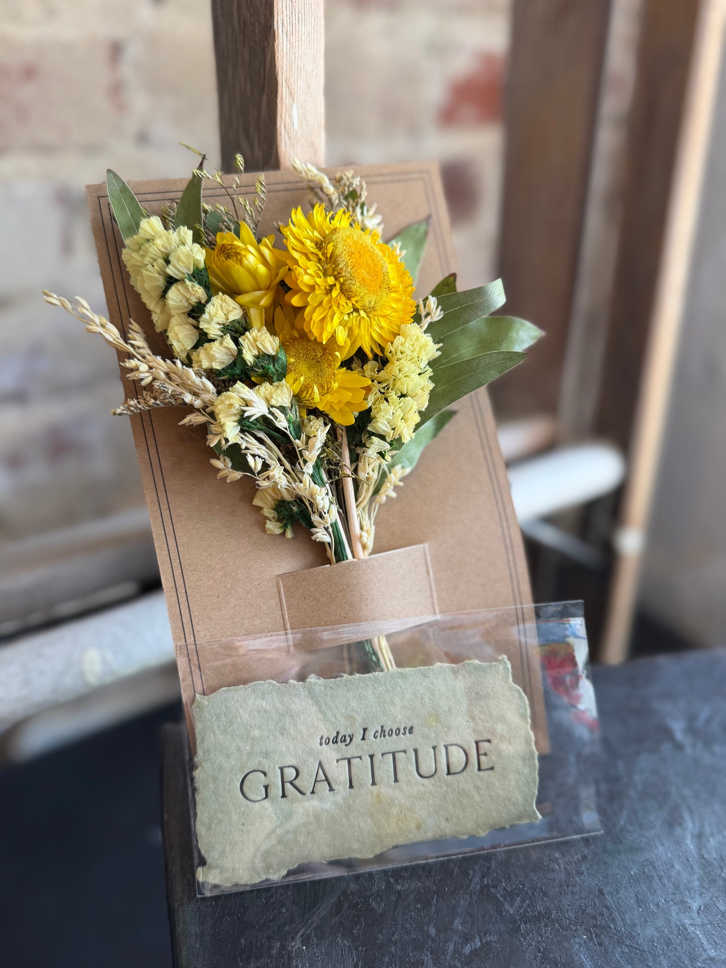 Yellow Strawflower Happy Floral Mini Dried Bouquet