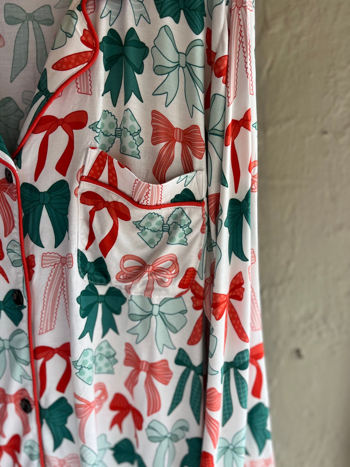 Christmas Bows Pajamas- Adult