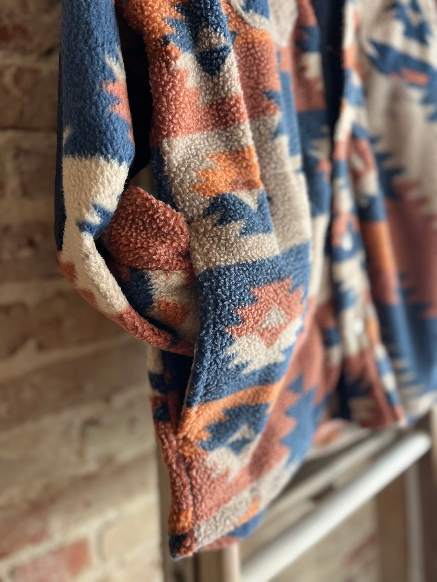 Blue Aztec Fleece Shacket- Men