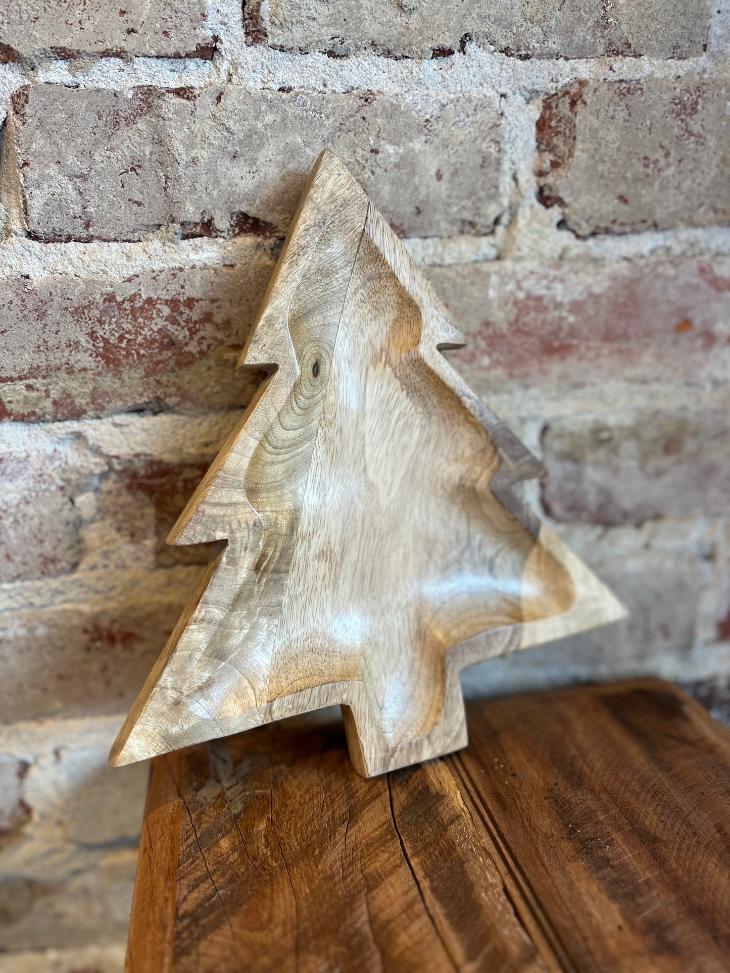 Wooden Christmas Tree Platter