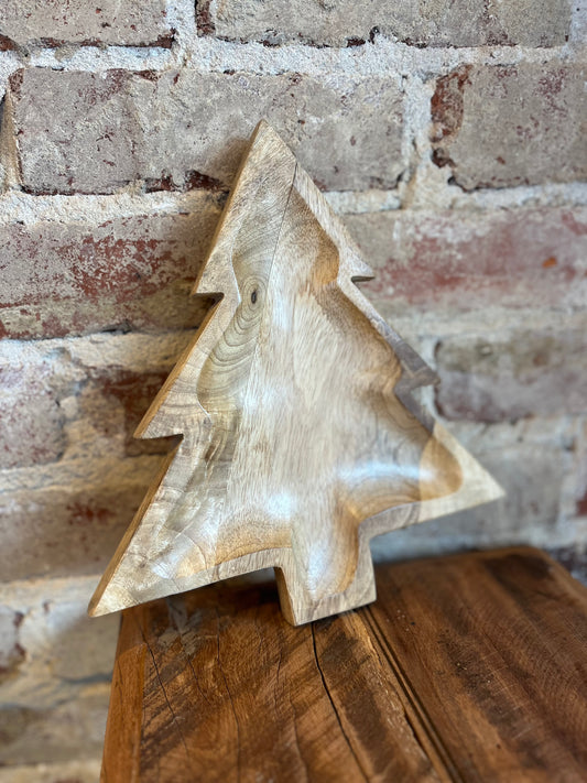 Wooden Christmas Tree Platter