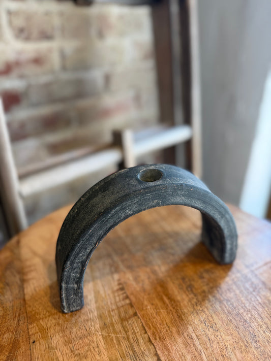 Black Arched Clay Taper Candle Holder- Large