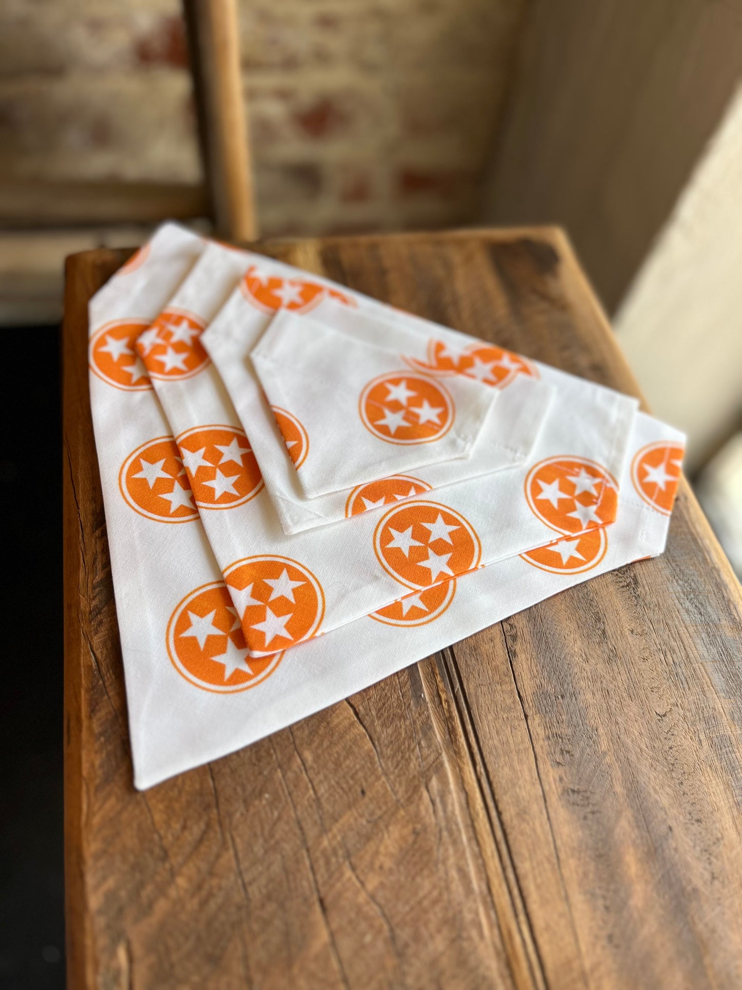 Tri Star Collar Bandana- White/Orange