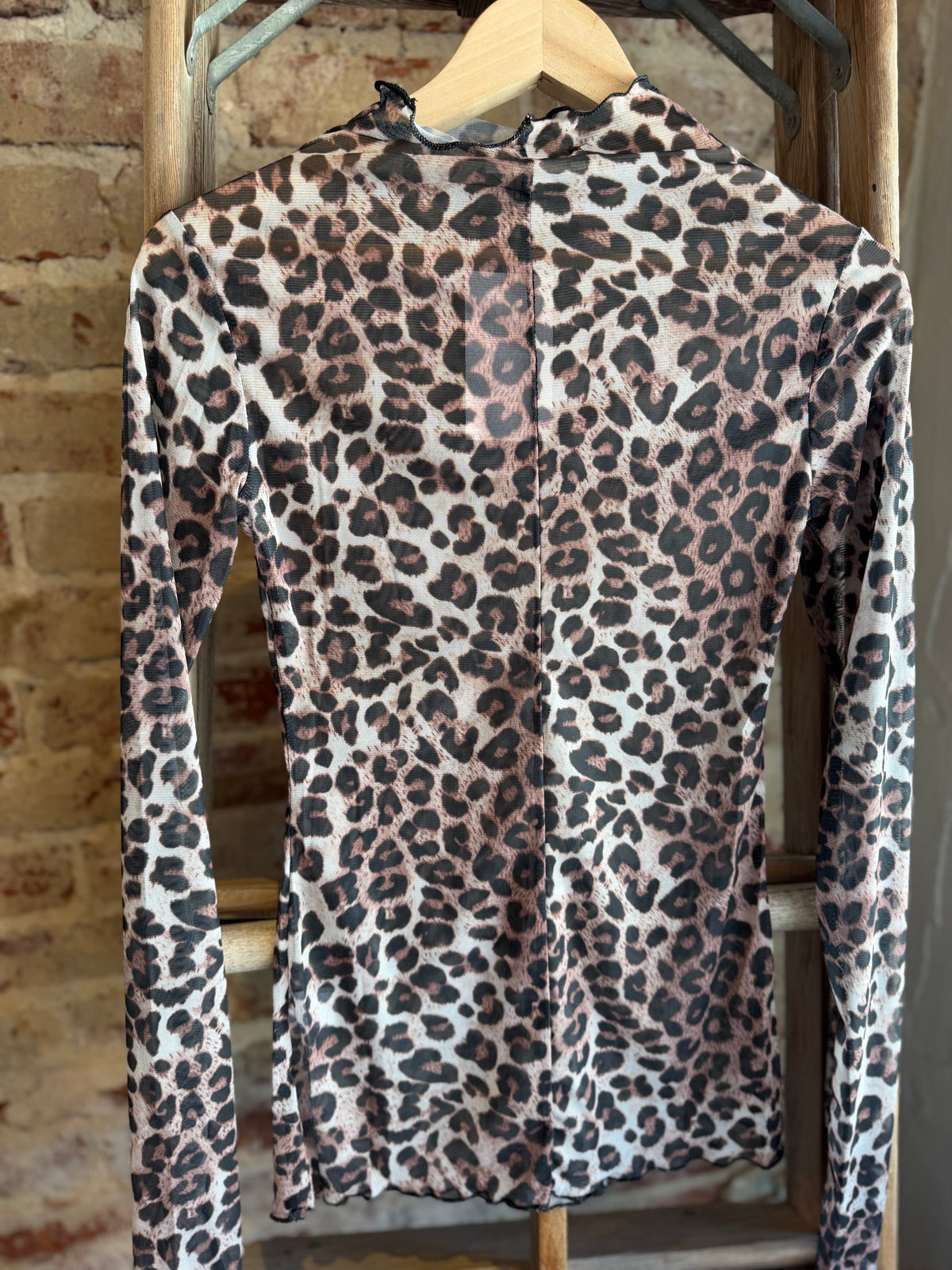 Leopard Mesh Long Sleeve Top