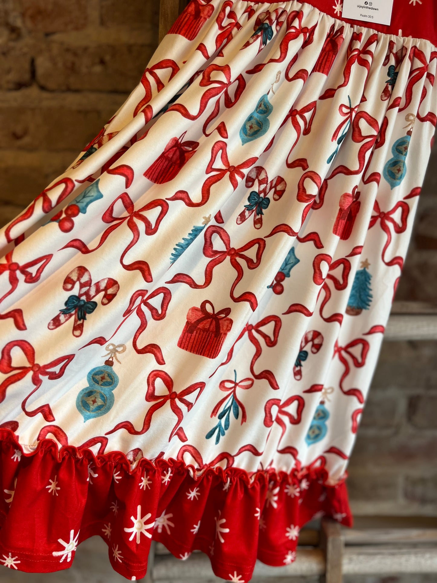 Red Christmas Bow Gown- Toddler/Youth