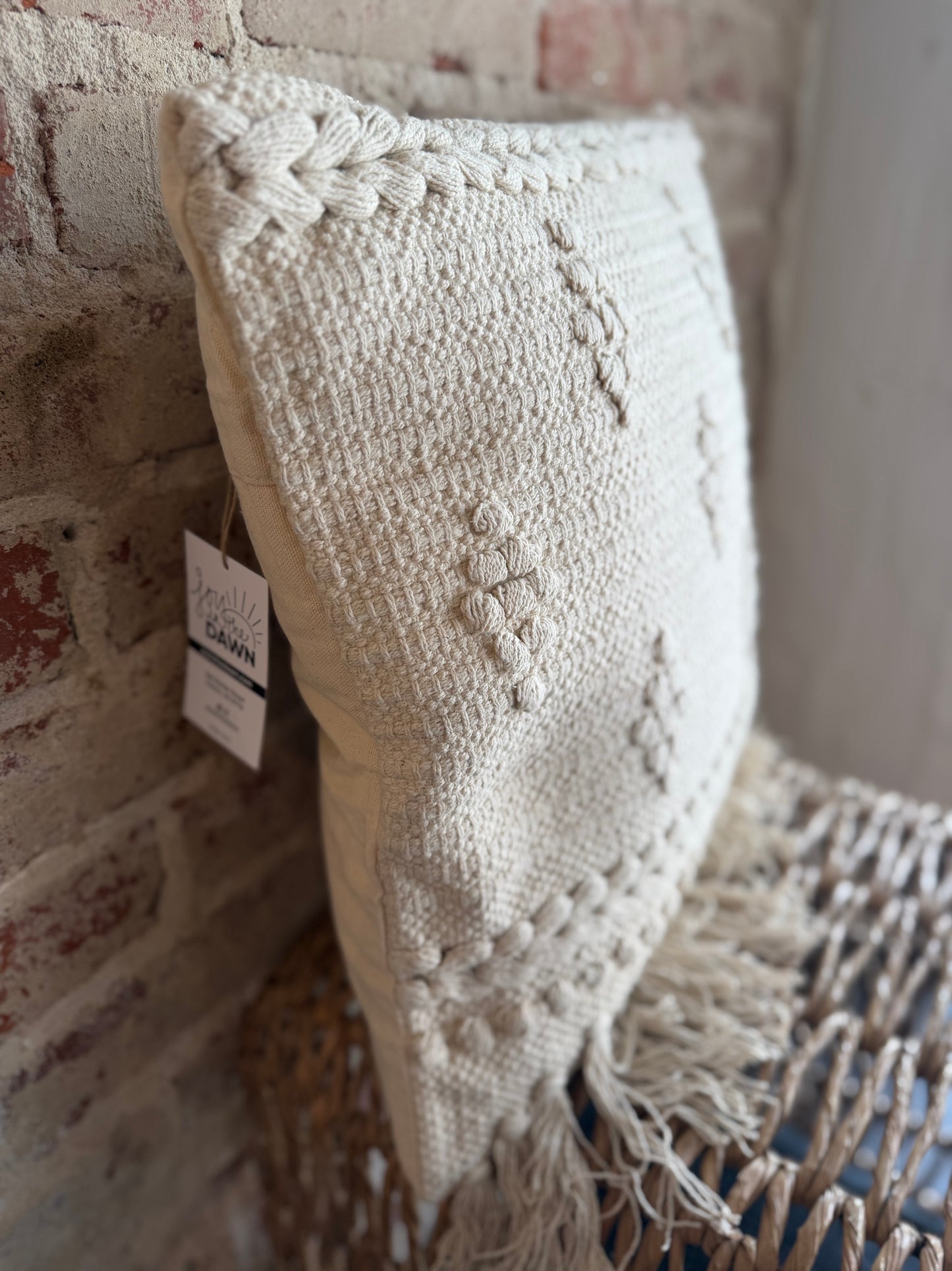 Woven Diamond Throw Pillow - Cream