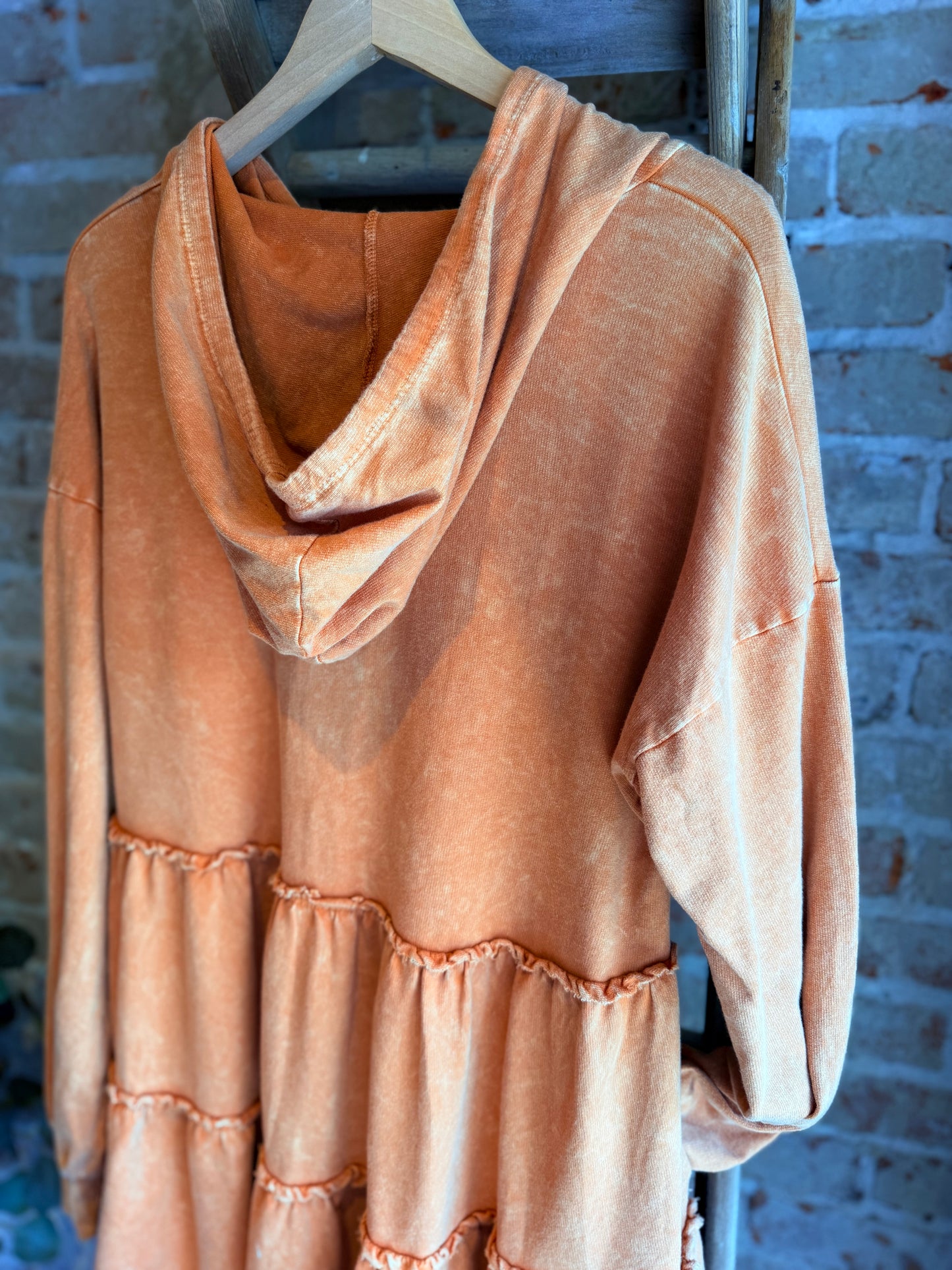 Mineral Washed Ruffle Jacket -Orange