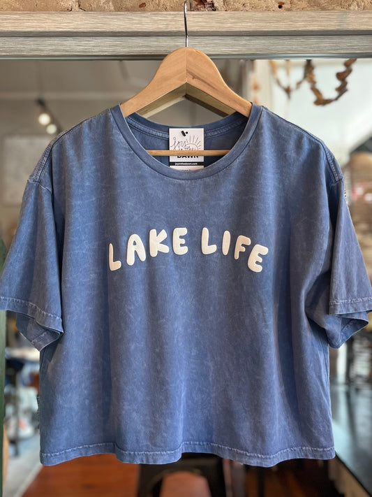 Lake Life Cropped Top- Denim Blue