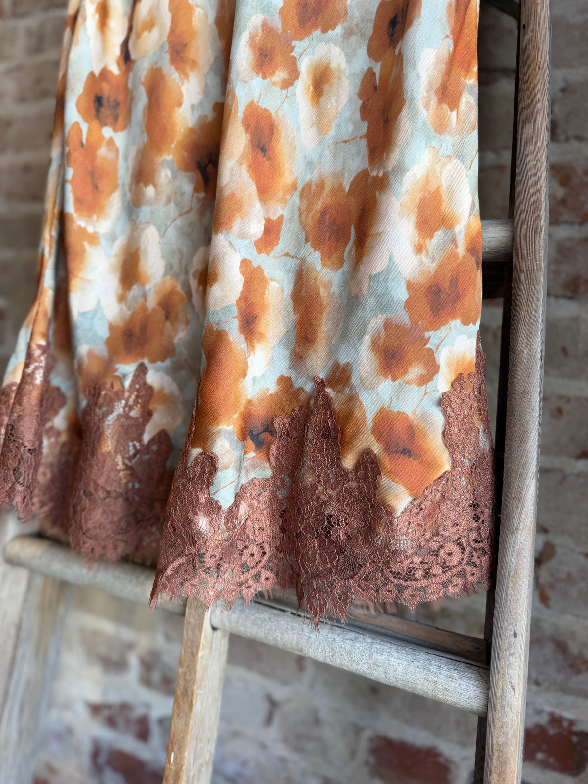 Woven Floral Pencil Midi Skirt