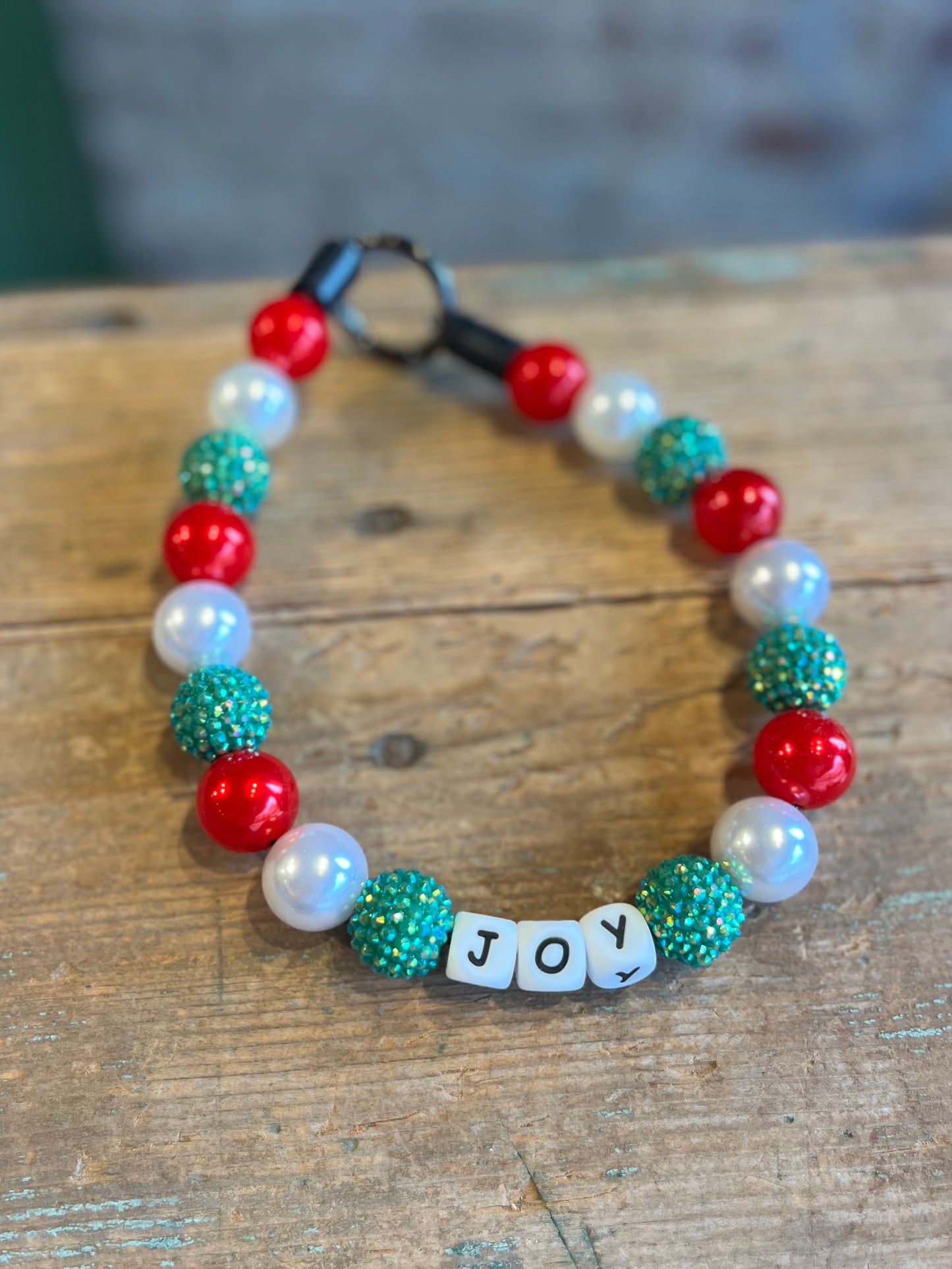 Christmas "Joy" Pet Necklace - Red/Green