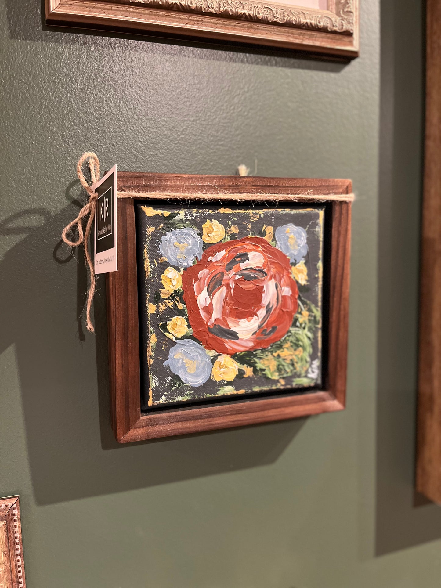 Framed Rusty Rose Canvas - Handpainted