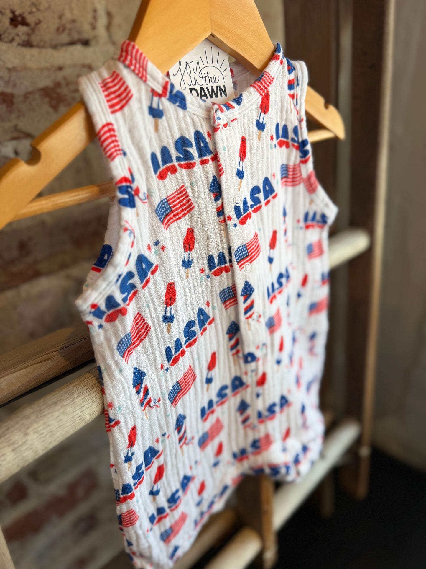 Retro Americana Muslin Romper