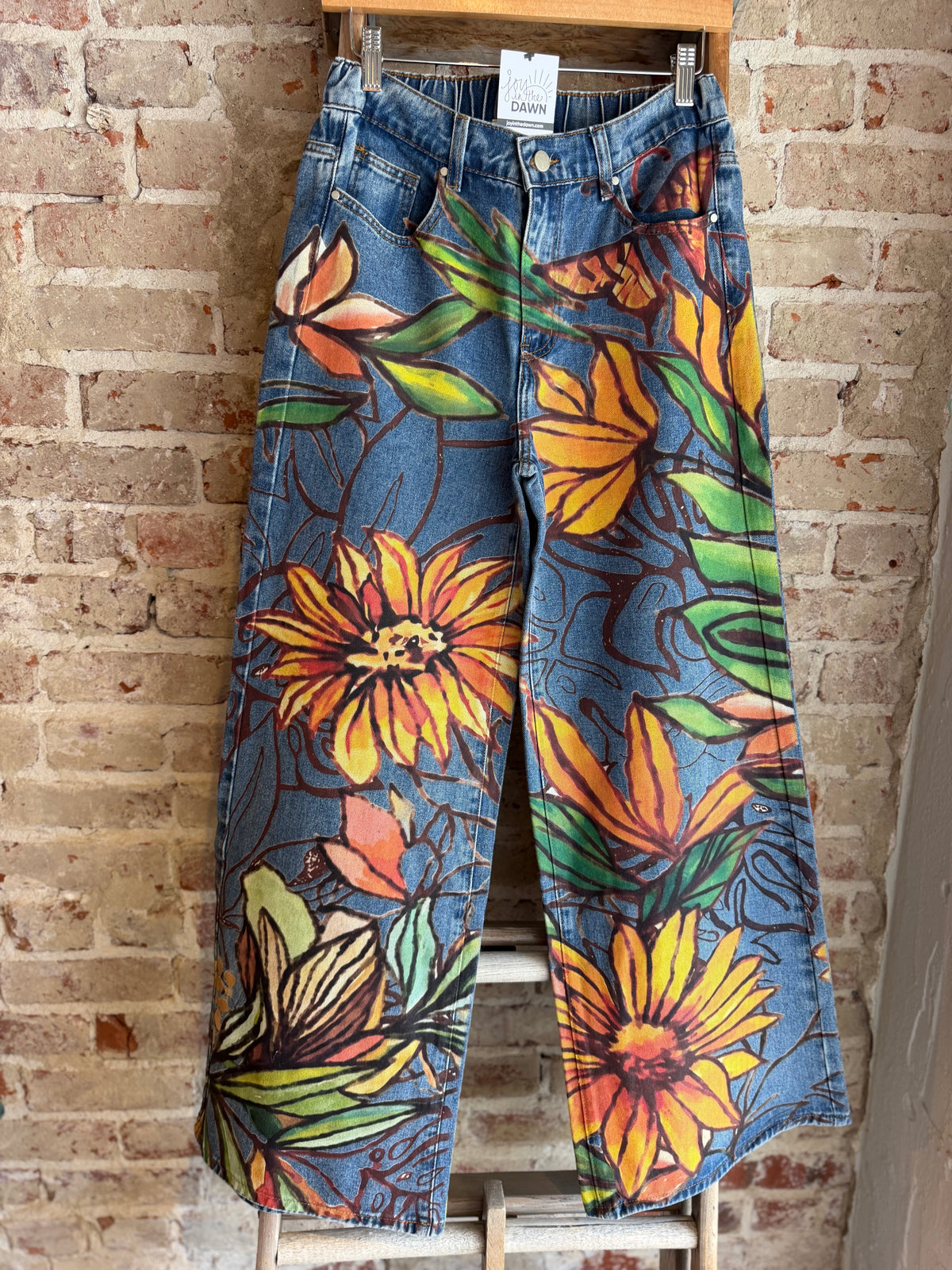 Watercolor Sunflower Jeans