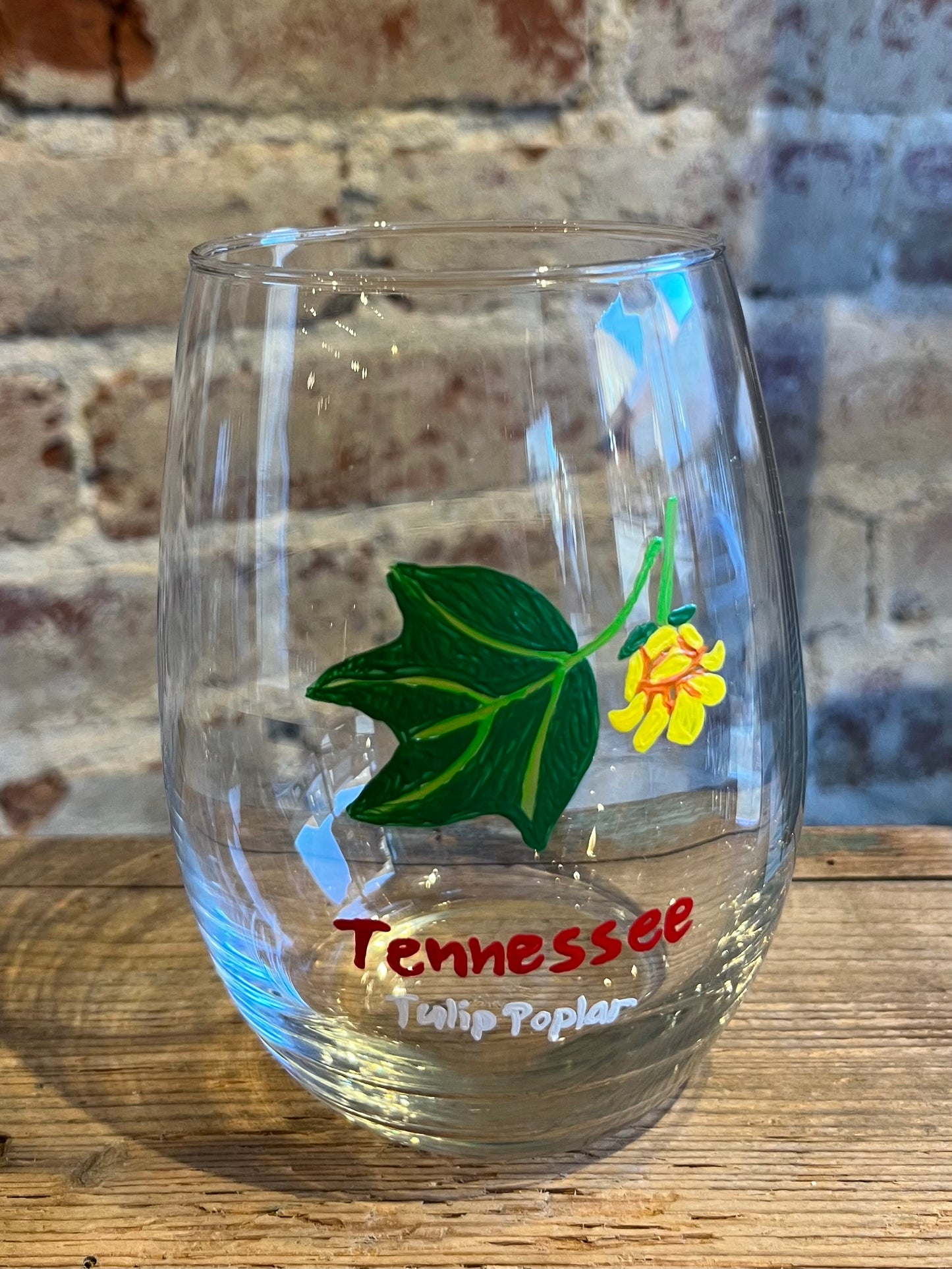 TN State Tree-Hand Painted Glass