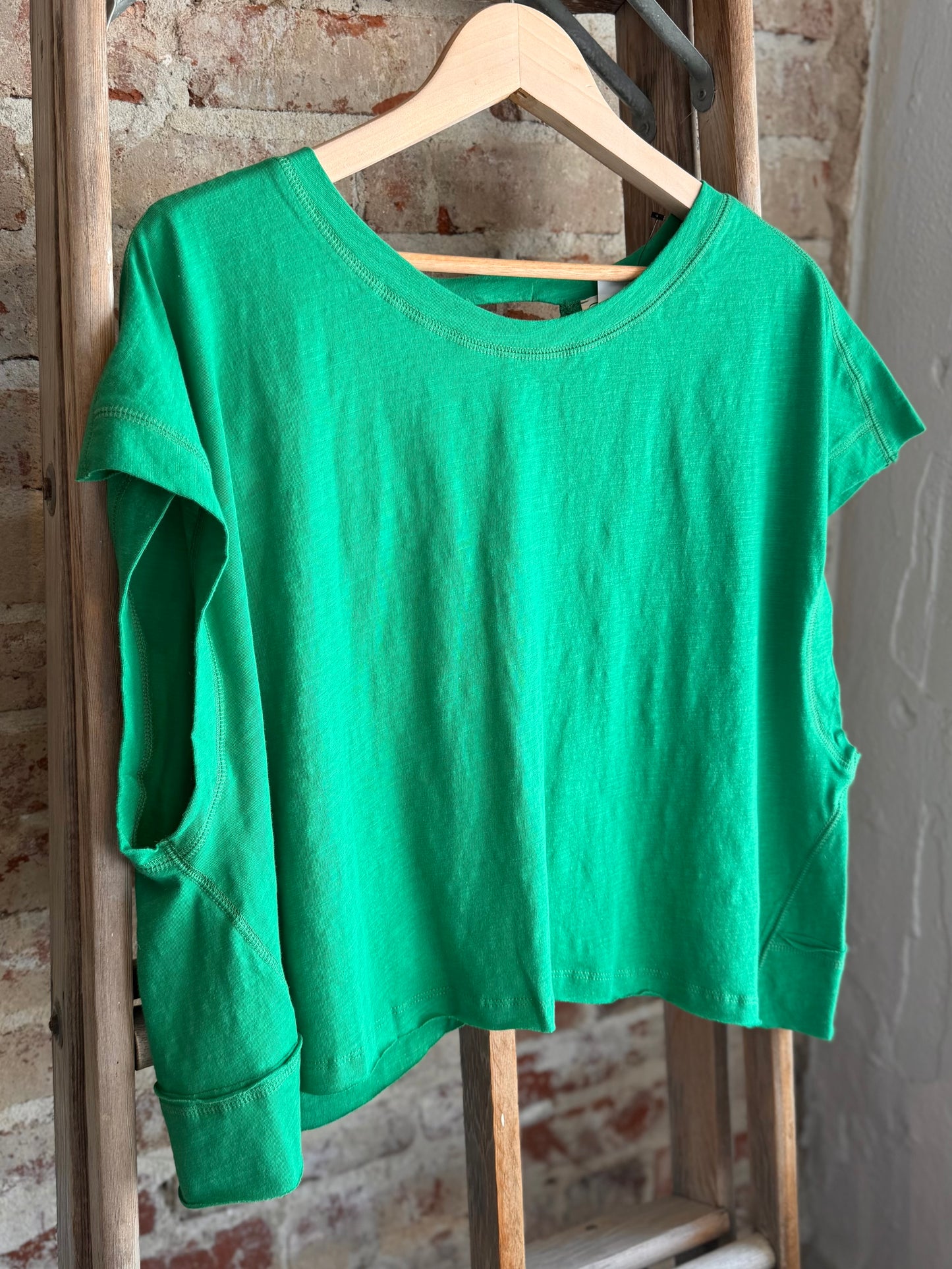 Cotton Open Back Top - Kelly Green