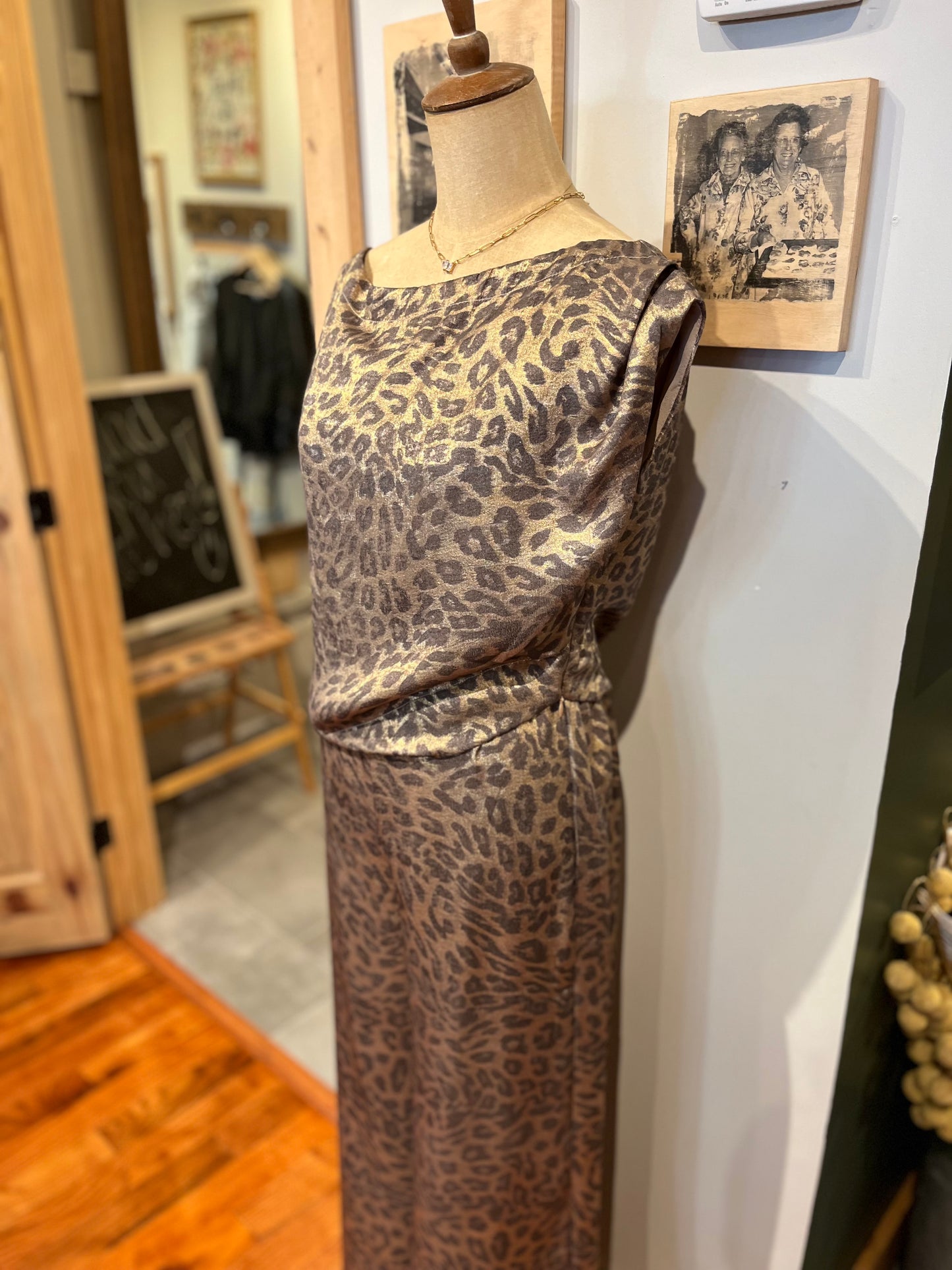 Satin Leopard Off The Shoulder Top