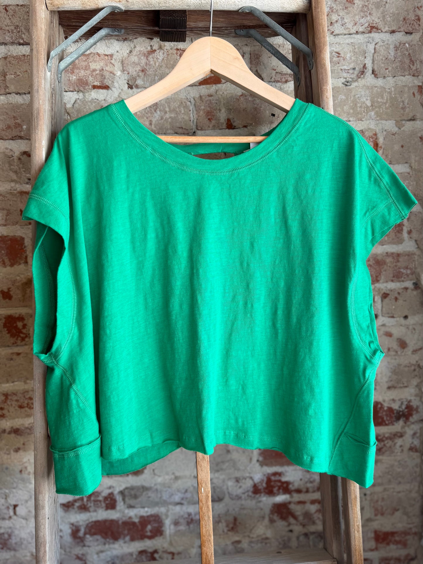 Cotton Open Back Top - Kelly Green