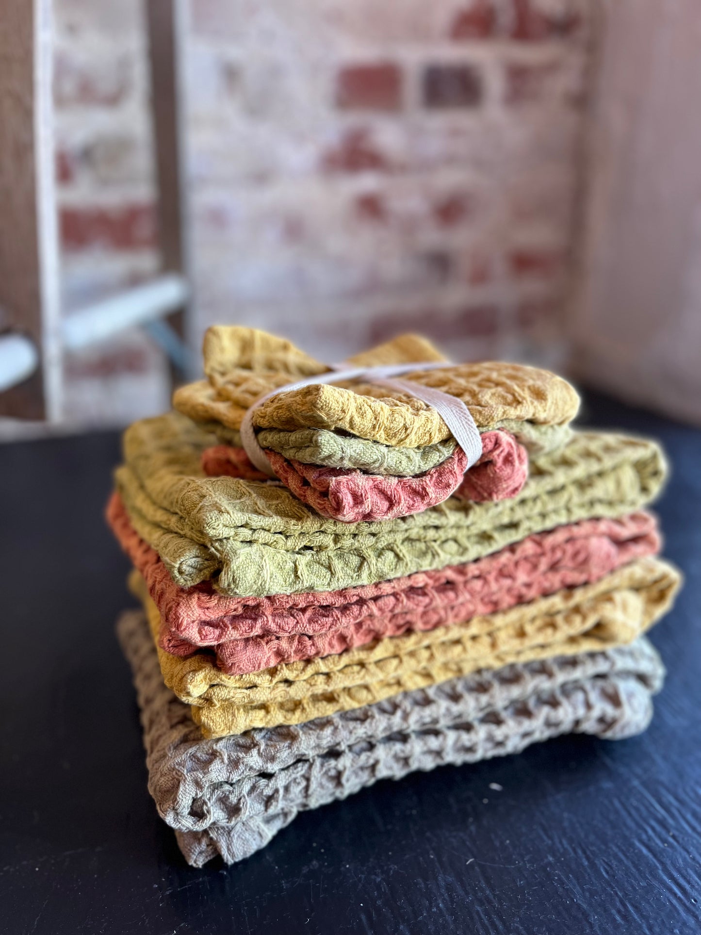 Waffle Knit Tea Towel - Gray