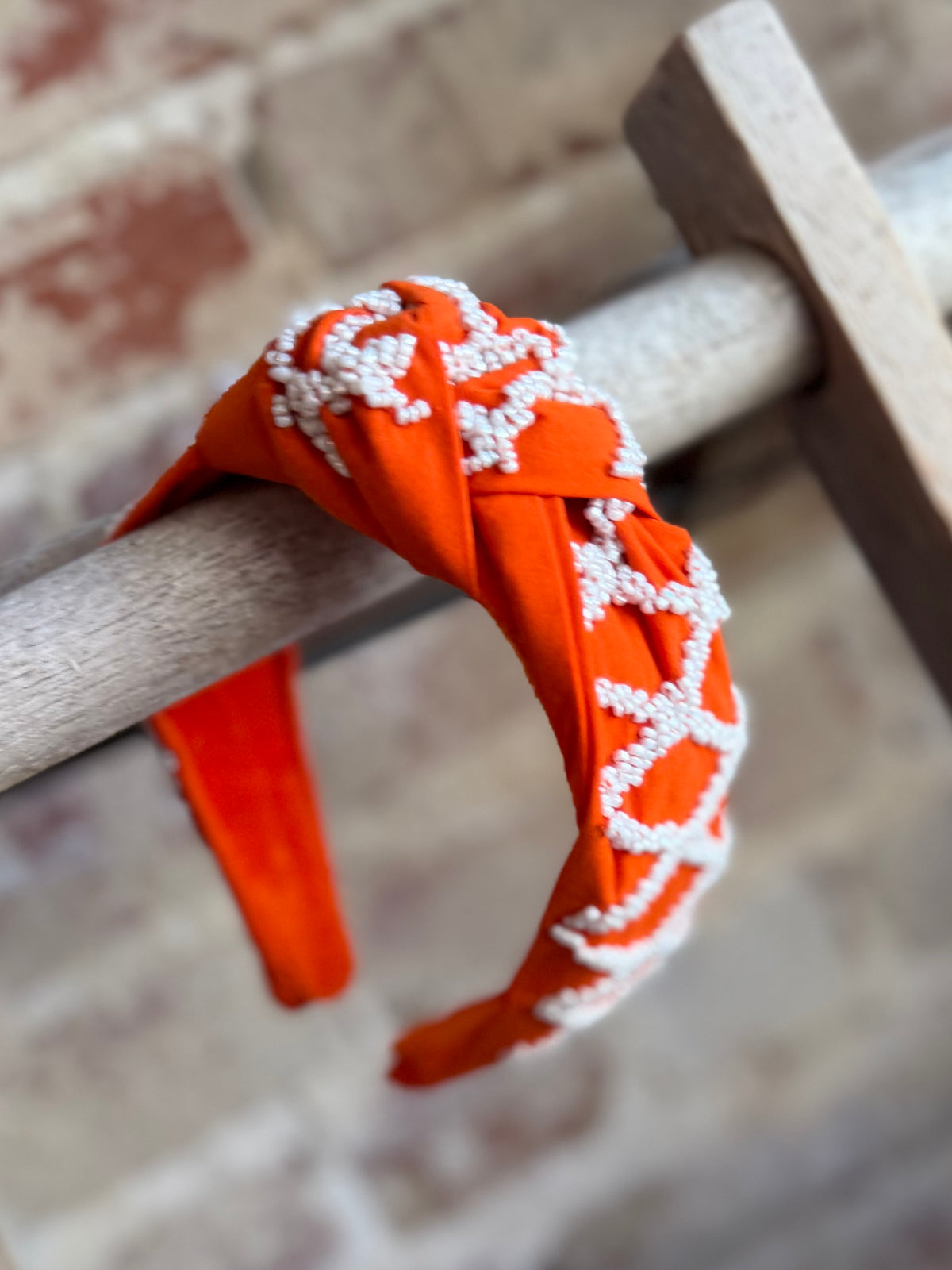 Orange + White Knot Headband