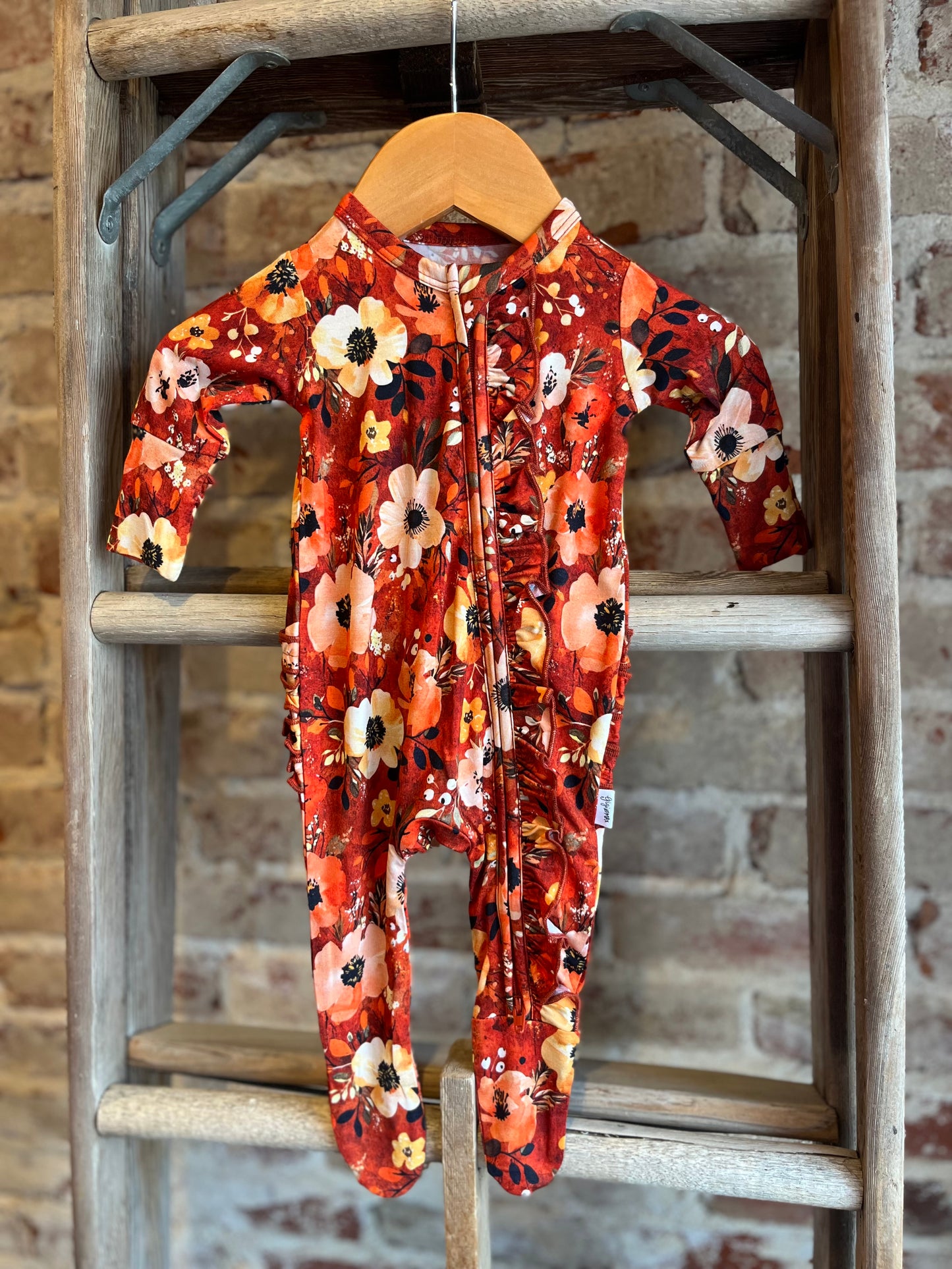 Auburn Floral Bamboo Ruffle Zip