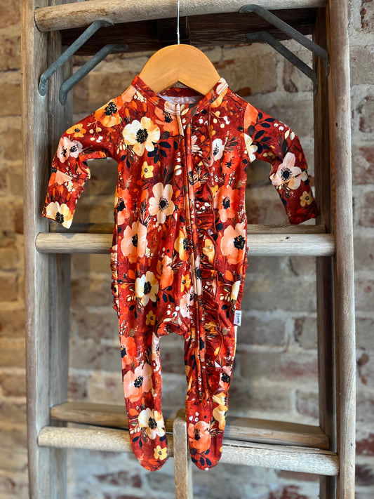 Auburn Floral Bamboo Ruffle Zip