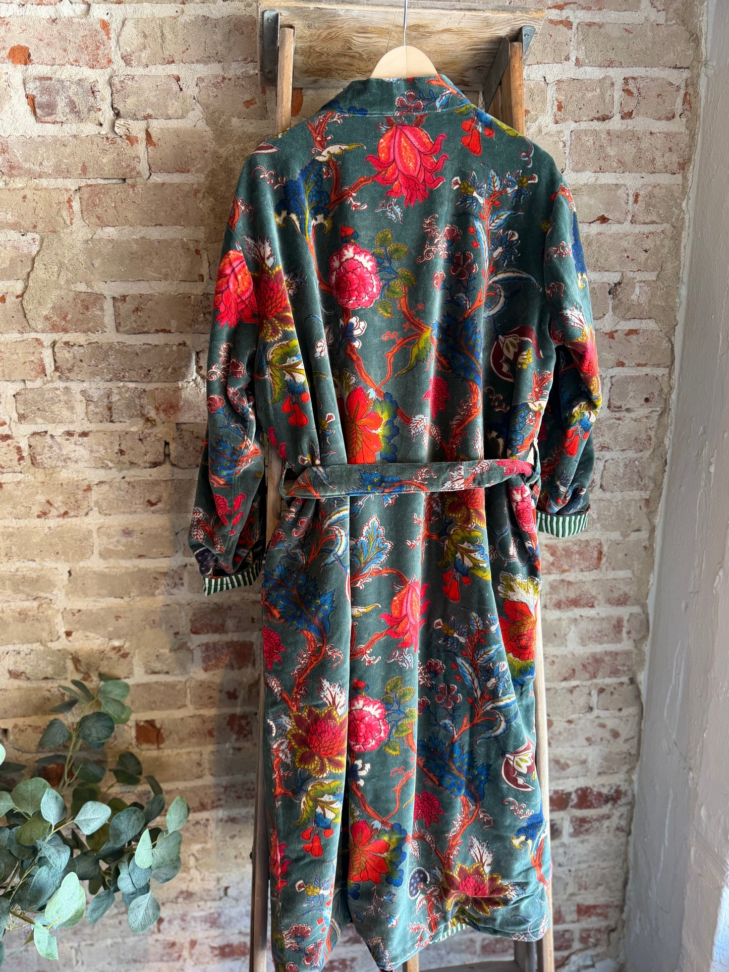 Full Length Tie Belt Kimono -Green